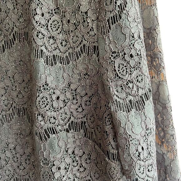 Alex Evenings Dress Size 12 Silver 2 PC Midi Lace Sparkle Sheath Jacket - Picture 3 of 16